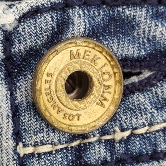 MEK DNM Light Wash Paros F.X.H. Frayed Hem Low-Rise Denim Jean Shorts Size 24 - Picture 9 of 16
